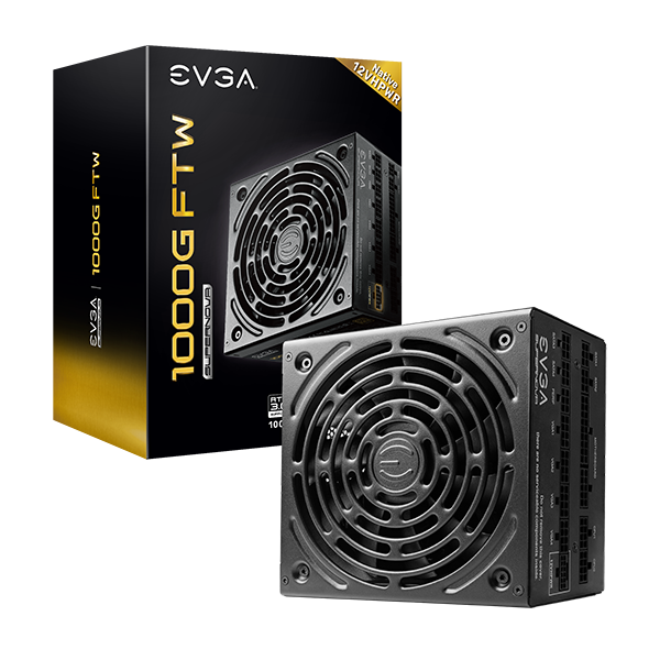 EVGA SuperNOVA 1000G FTW ATX3.0 & PCIE 5, 80 Plus Gold Certified 1000W, 12VHPWR, Fully Modular, ECO MODE with FDB Fan, 100% Japanese Capacitors, Compact 150mm Size, Power Supply 535-5G-1000-K1