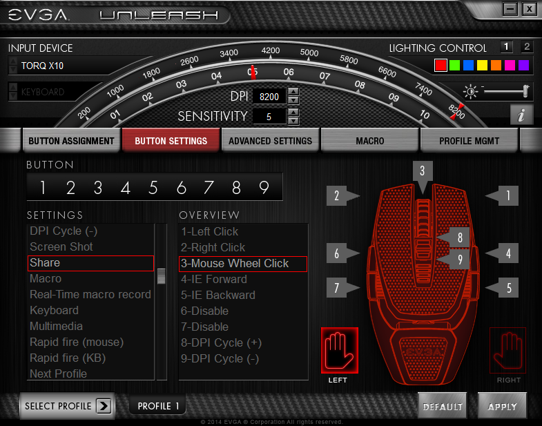 EVGA Unleash Software Left Handed