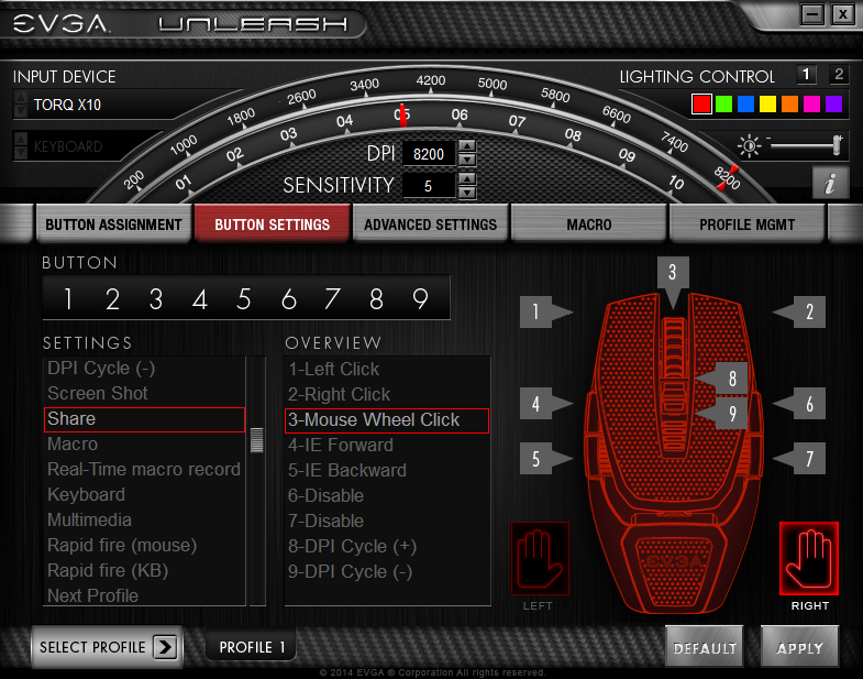 EVGA Unleash Software Right Handed